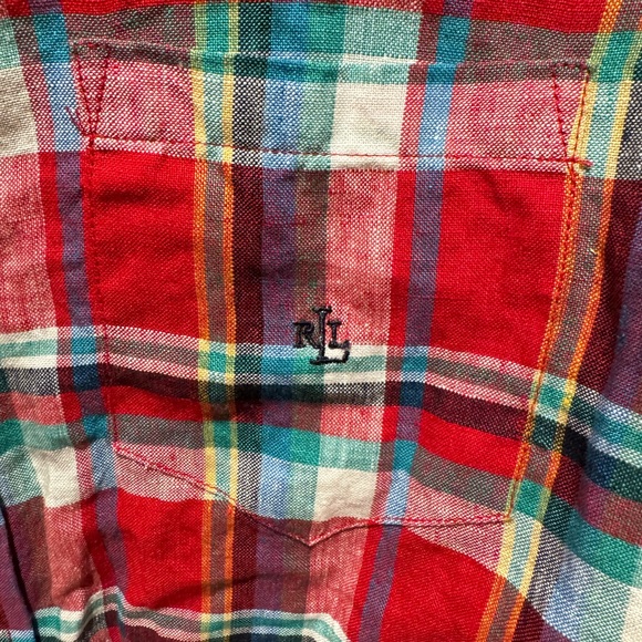 RALPH LAUREN Vintage Plaid Linen Shirt - Picture 6 of 8